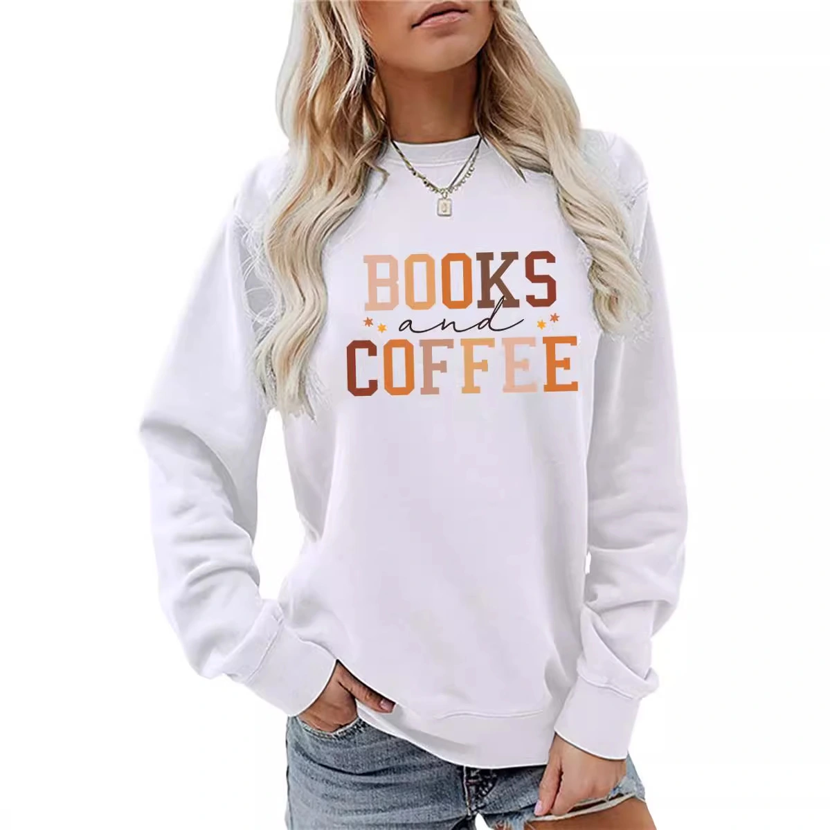 European And American Round Neck Sweater Women's Printing Stylish All-matching