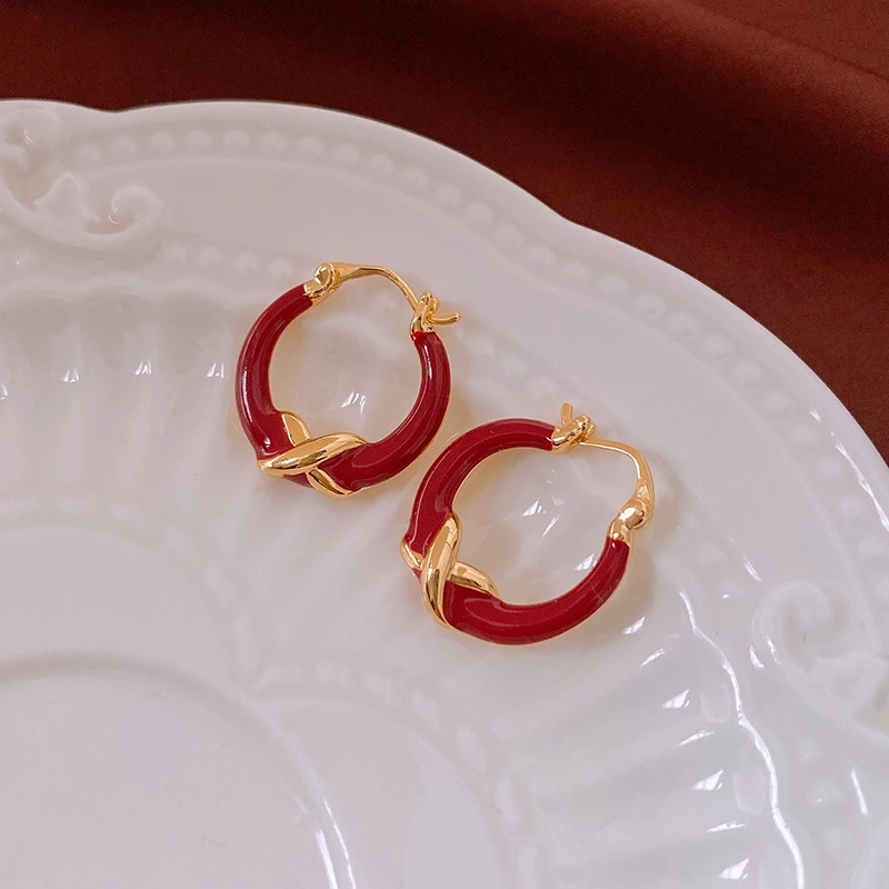 Real Gold Plating Enamel Earrings