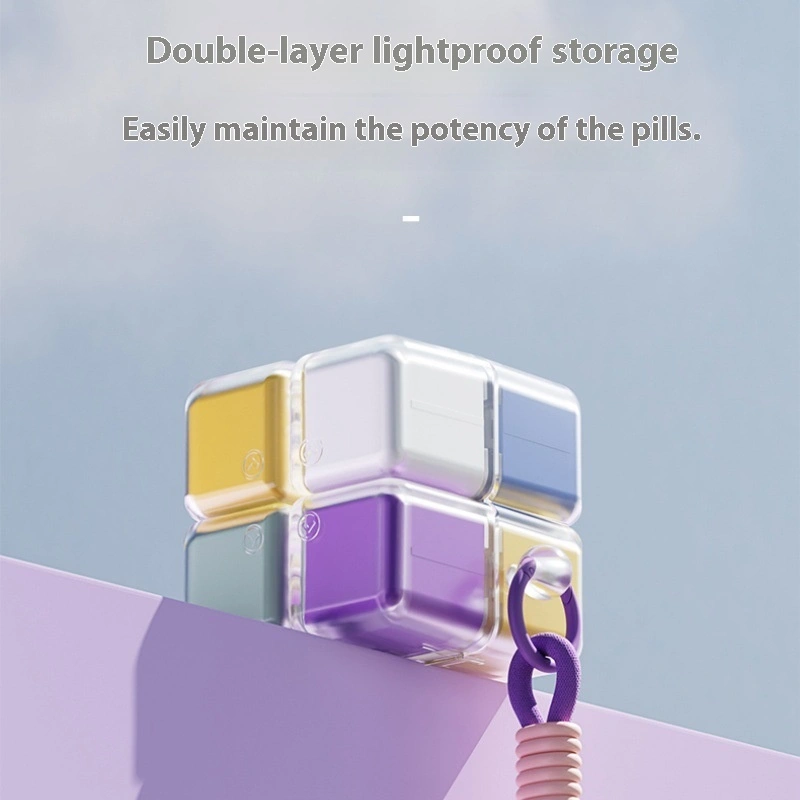 Magic Cube 8-Grid Medicine Storage Box Sealed Moistureproof Travel Essential With Hanging Rope Creative Storage Solution