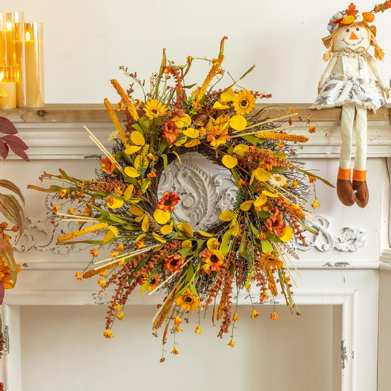 Autumn Harvest Festival Artificial Wreath Home Front Door Door Hanging Courtyard Front Porch