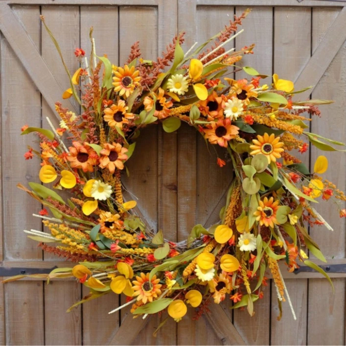 Autumn Harvest Festival Artificial Wreath Home Front Door Door Hanging Courtyard Front Porch