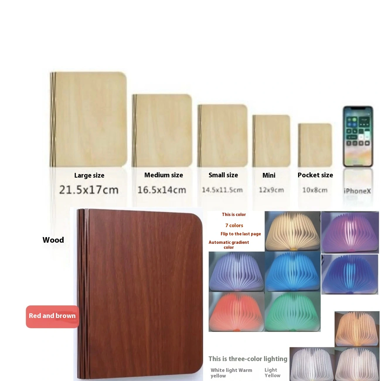 LED Wooden Book Lamp Lighting Desk Lamp