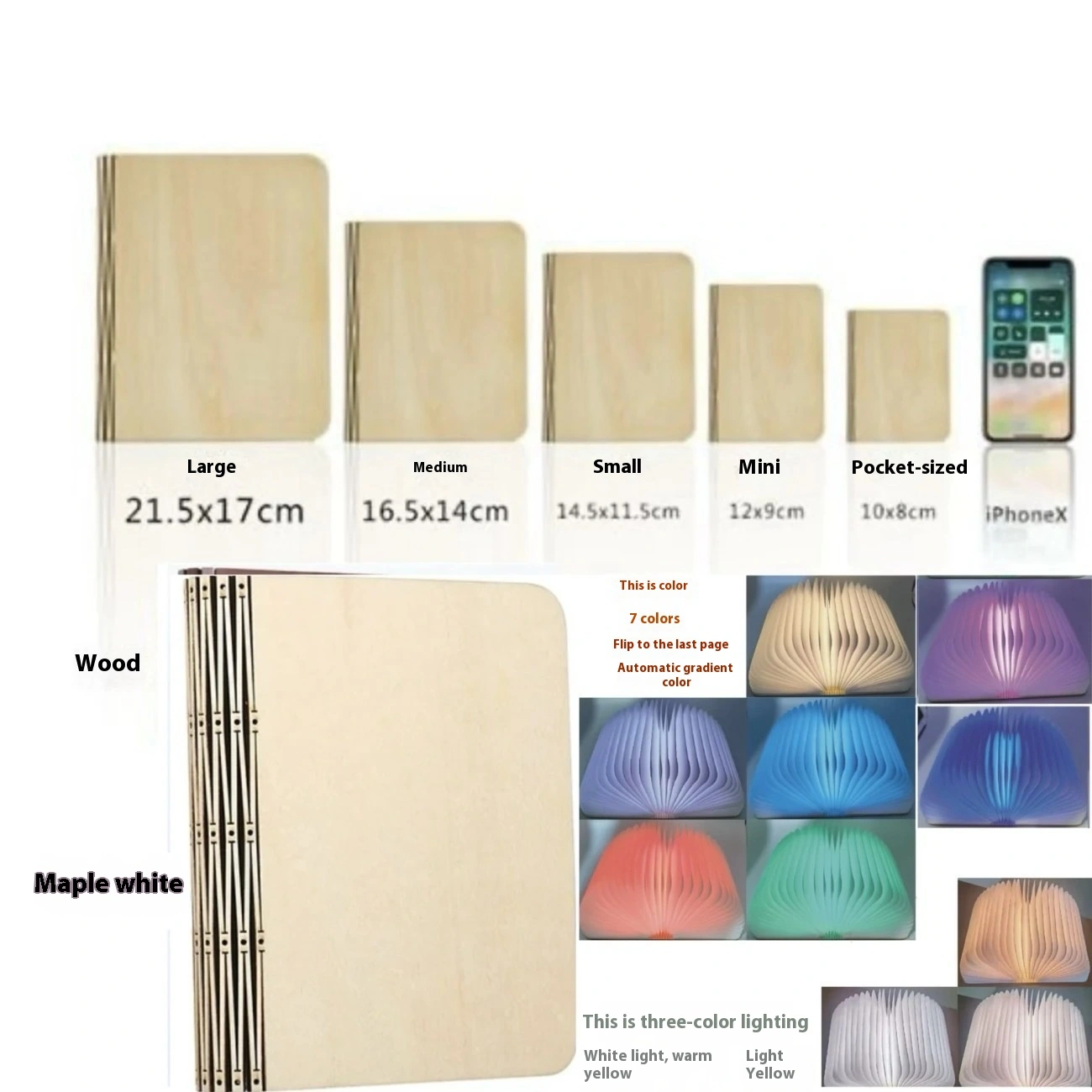 LED Wooden Book Lamp Lighting Desk Lamp