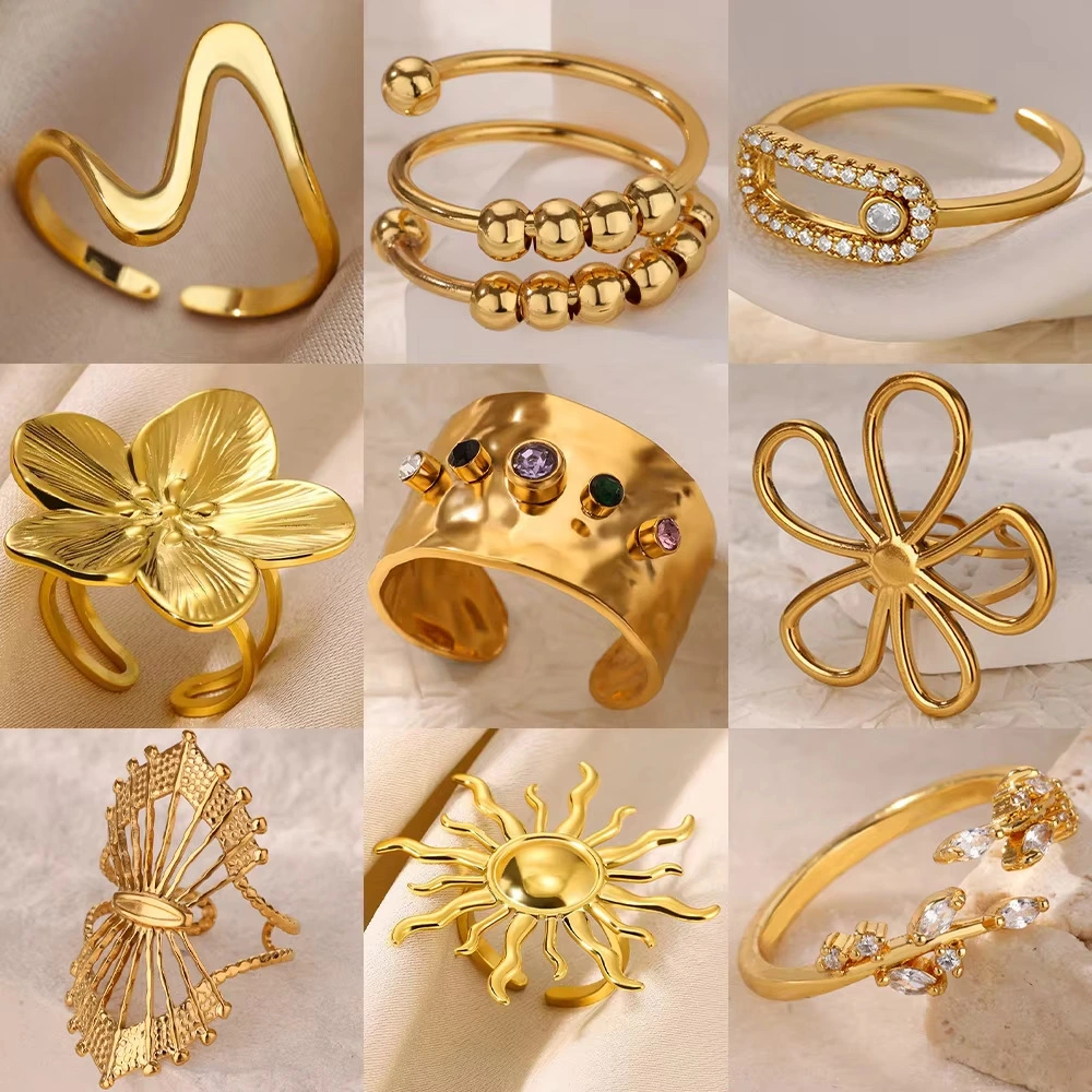 Open Ring Color Crystal Zircon Women
