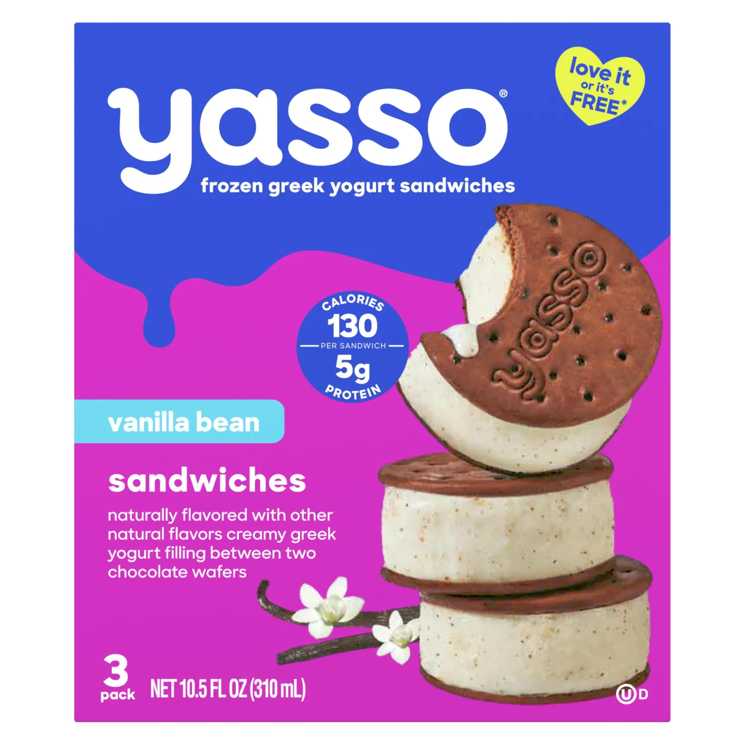 Yasso Frozen Greek Yogurt Sandwiches Vanilla Bean Sandwiches 3 Count for a ridiculously creamy frozen snack made with the goodness of greek yogurt 3.35 fl oz