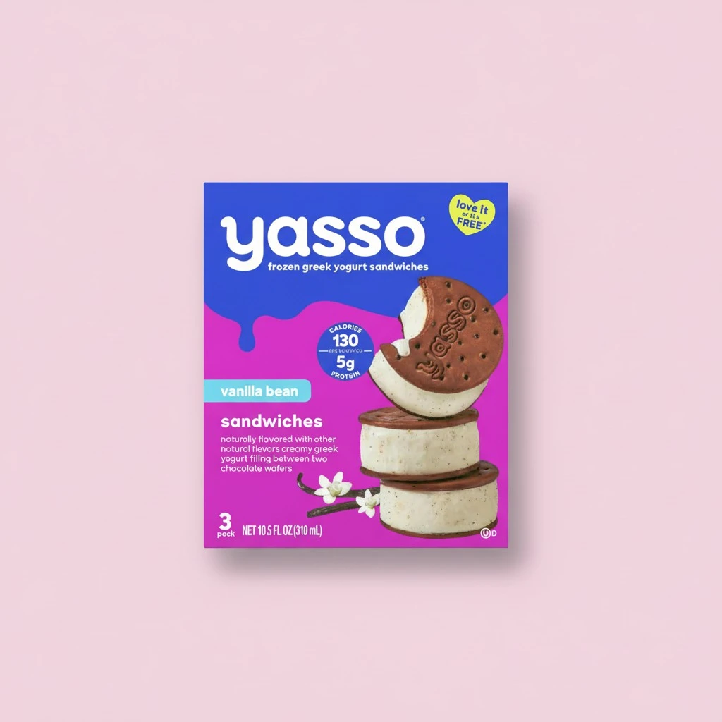 Yasso Frozen Greek Yogurt Sandwiches Vanilla Bean Sandwiches 3 Count for a ridiculously creamy frozen snack made with the goodness of greek yogurt 3.35 fl oz