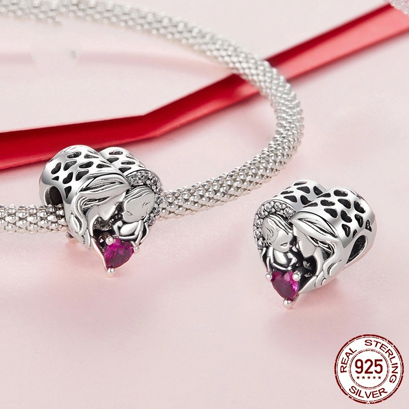S925 Silver Mother-child Family Affection Beaded Festival Diy Bracelet Accessories