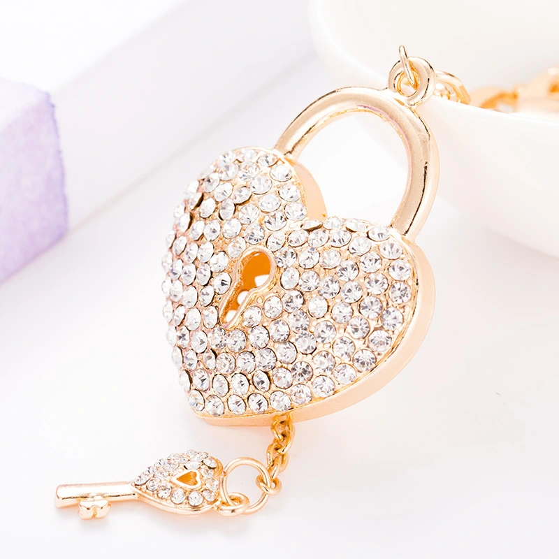 Exquisite Heart-shaped Lock Keychain Pendant