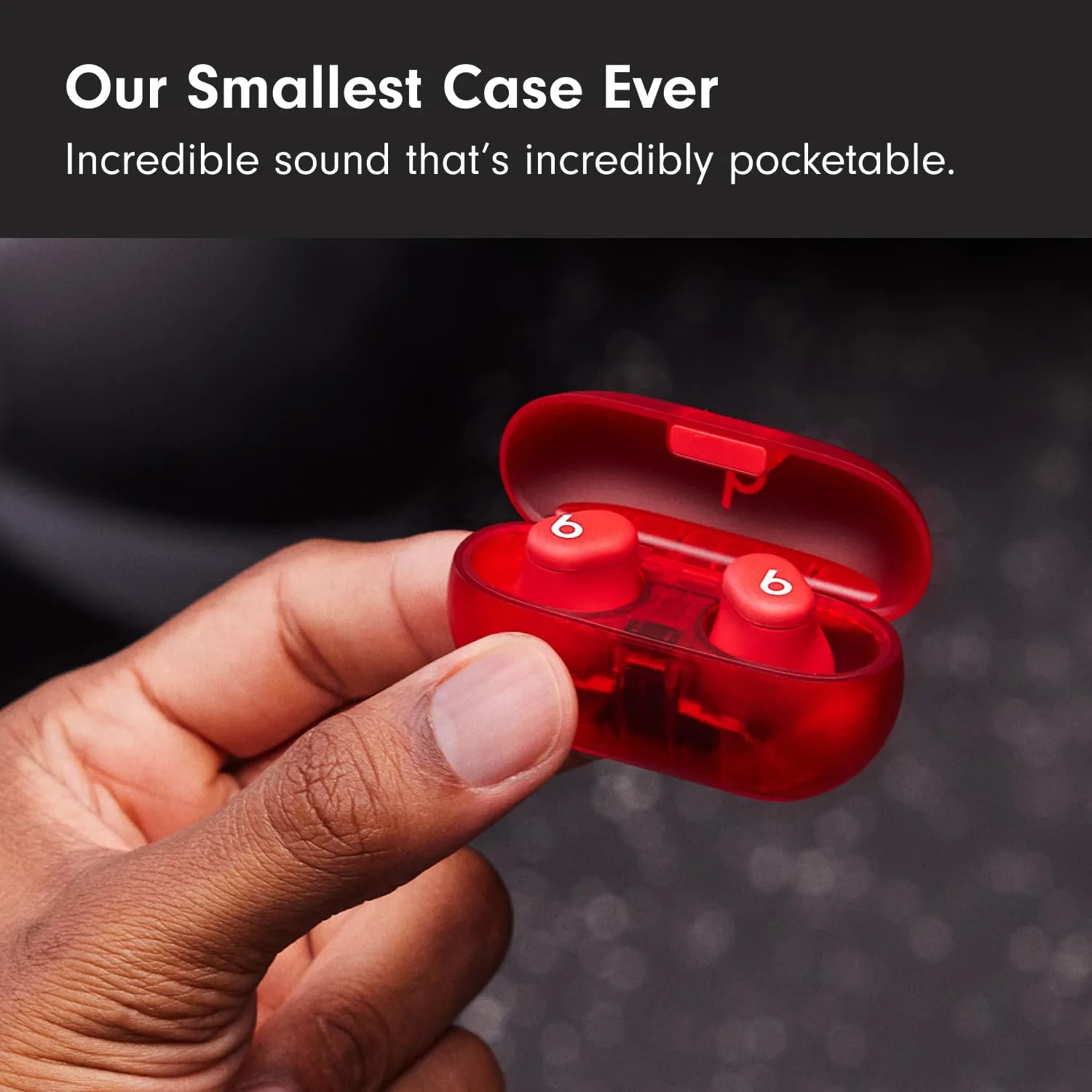 Beats by Dr. Dre Solo Buds - Wireless Bluetooth Earbuds | 18 Hours of Battery Life | Apple & Android Compatibility | Built-in Microphone - Transparent Red (Renewed)