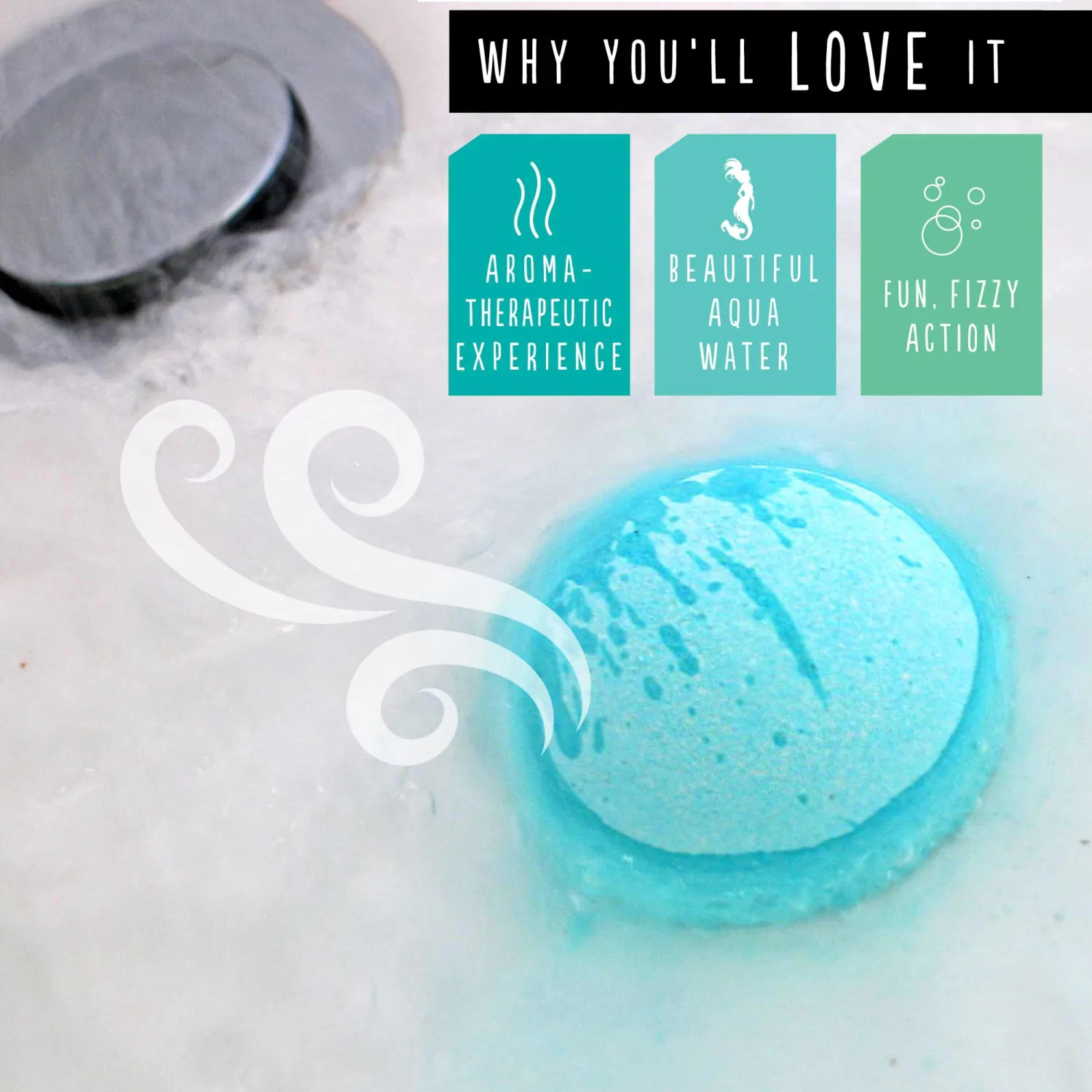 Hallu Mermaid Shower Bomb, Sea Salt Citrus Scent Shower Steamer, 80 g Each, 8 Packs of 2 (16 Total)