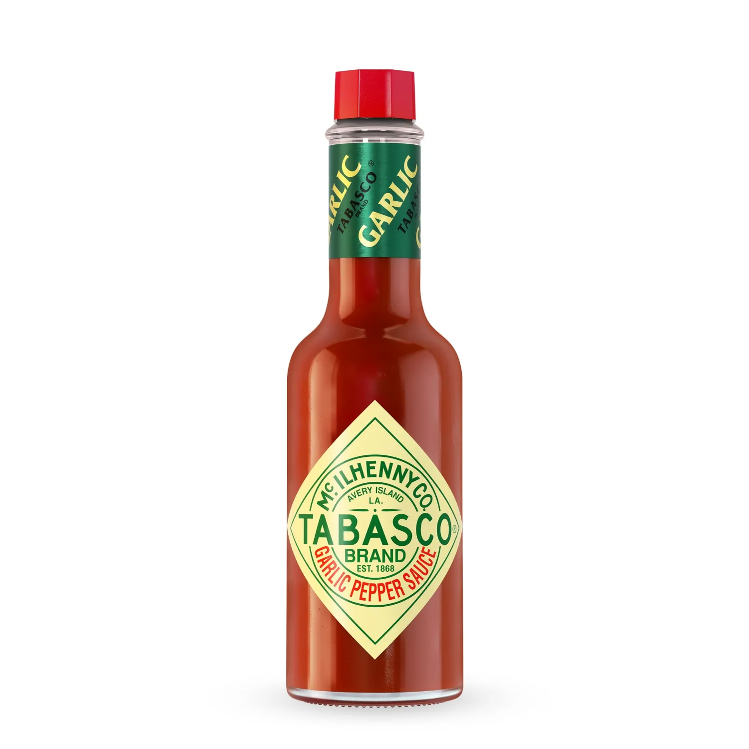 TABASCO Brand Cayenne Garlic Pepper Sauce, Mild Hot Sauce, Glass Bottle, Smoky & Zesty Blend with Savory Garlic, Bold Flavor, Great for Italian Dishes & More, 2 Fl Oz (Pack of 1)