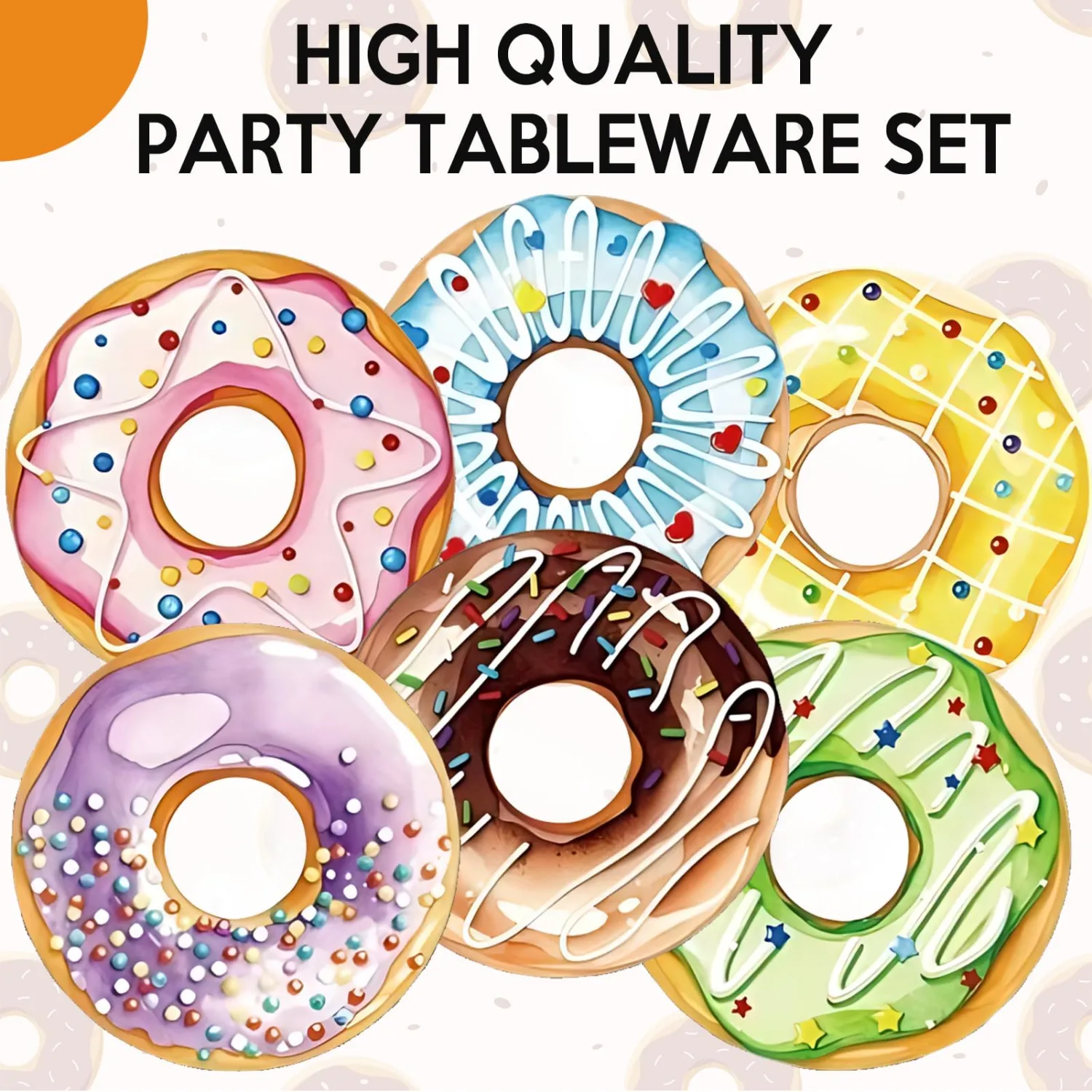 48 PCS Donut Birthday Party Decorations Donut Paper Plates 7 Inch Disposable Colorful Cute Party Plates in 6 Donut-Theme Designs for Baby Shower Girls Birthday,Dessert,Tea Party