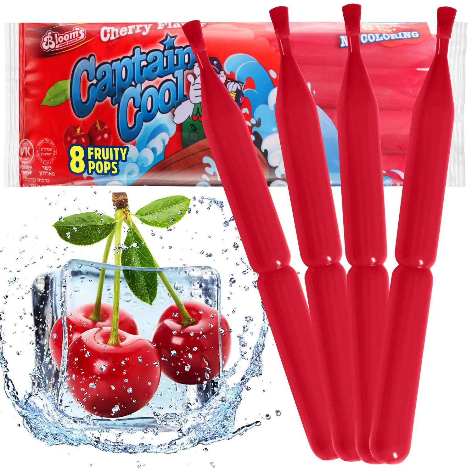 Captain Cool Freeze Pops, Delicious and Refreshing Cherry Ice Pops Bulk Pack, Fun Popsicles for All Ages, Perfect for Events and Gatherings, Frozen Pops Loved by Kids