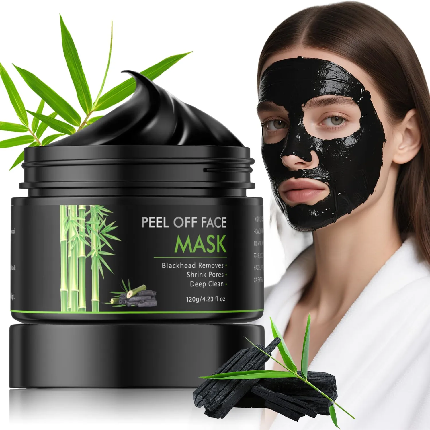 Peel Off Face Mask, Activated Charcoal Black Head Remover for Face, Deep Cleansing Nose Black Head, Proes, Dirts and Oil for Women Men, 120g/4.23fl.oz