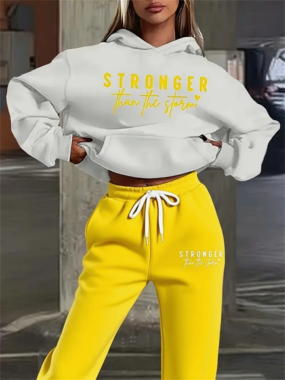 Women's Letter Printing Fleece Loose Leisure Suit
