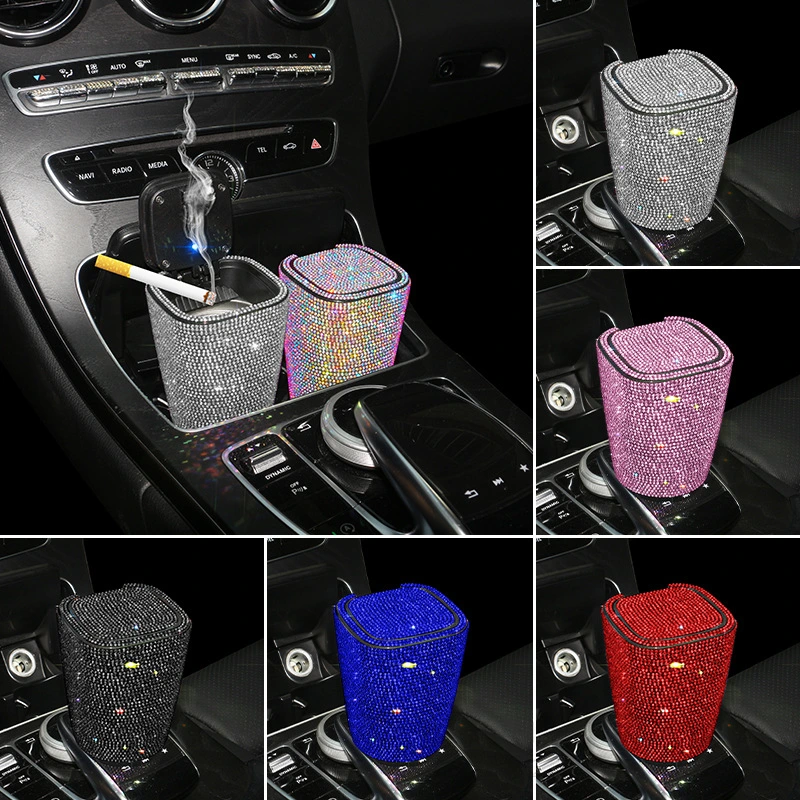 Diamond-embedded Car Ashtray Creative With Lid Air Outlet Hanging Car With Cover