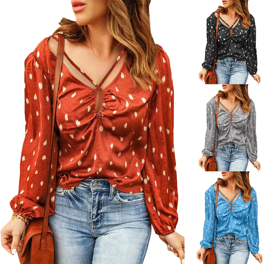 European And American Printed Polka Dot Shirt For Women