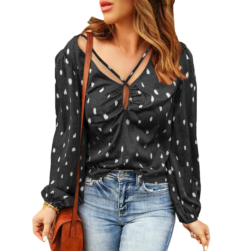 European And American Printed Polka Dot Shirt For Women