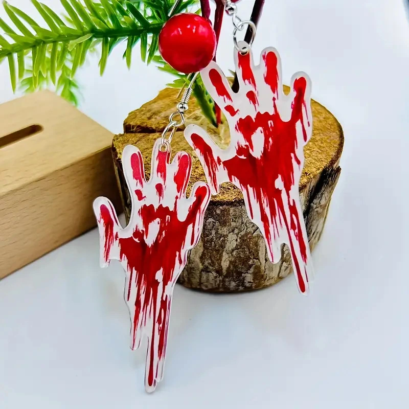 Creative Halloween Bleeding Palm Earrings