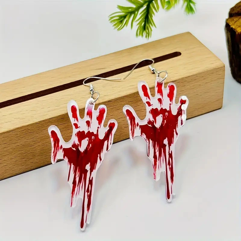 Creative Halloween Bleeding Palm Earrings