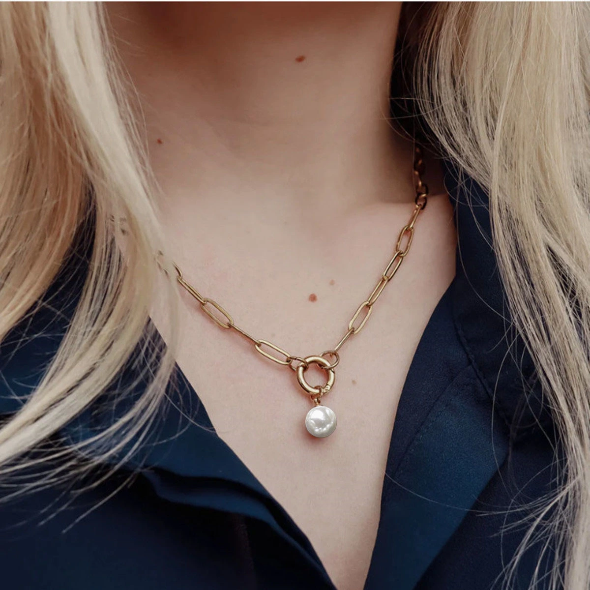 Stainless Steel Clip Circle Necklace Personalized Simple Men And Women