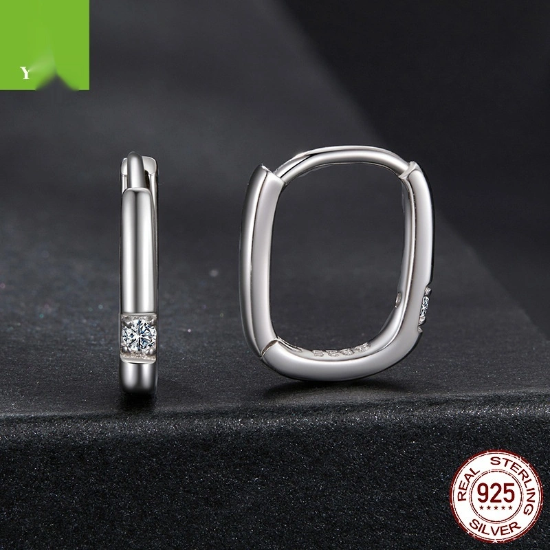 Square Moissanite Ear Clip Earrings For Women