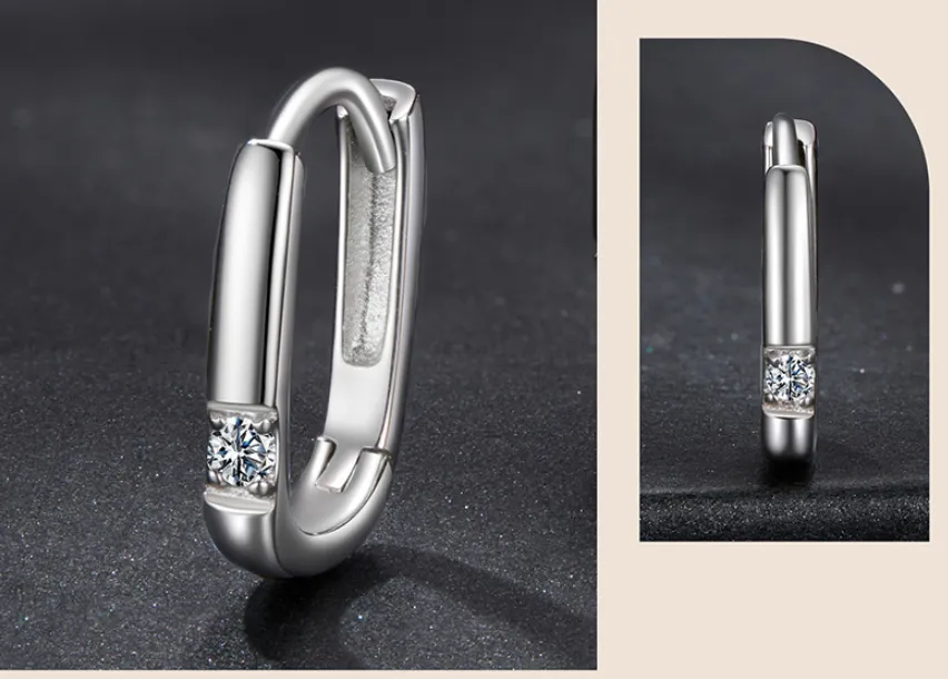 Square Moissanite Ear Clip Earrings For Women