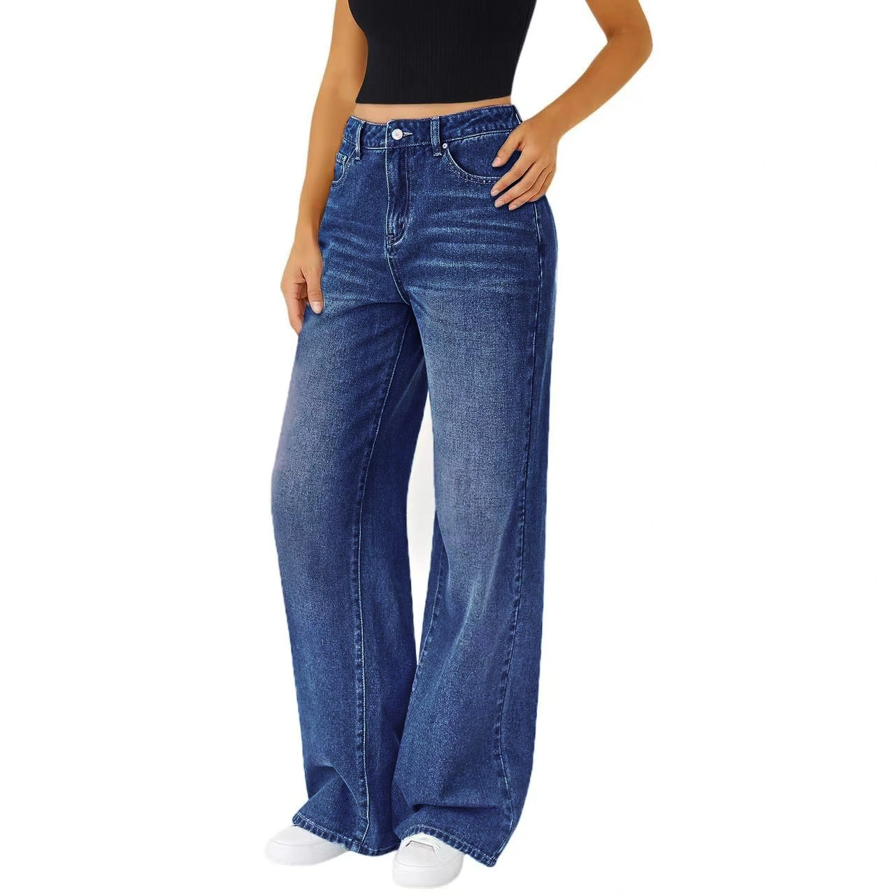 Jeans Women's Loose Straight High Elasticity