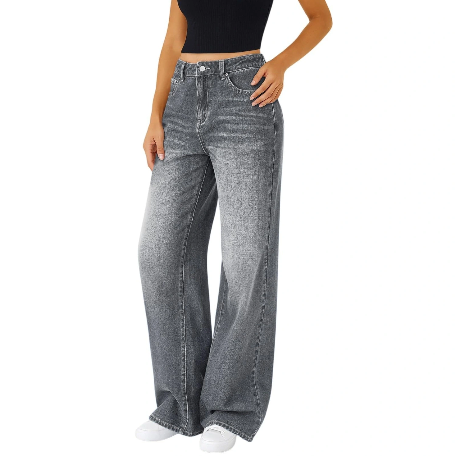Jeans Women's Loose Straight High Elasticity
