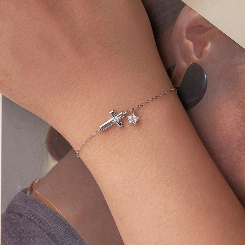 S925 Sterling Silver Star Cross Bracelet