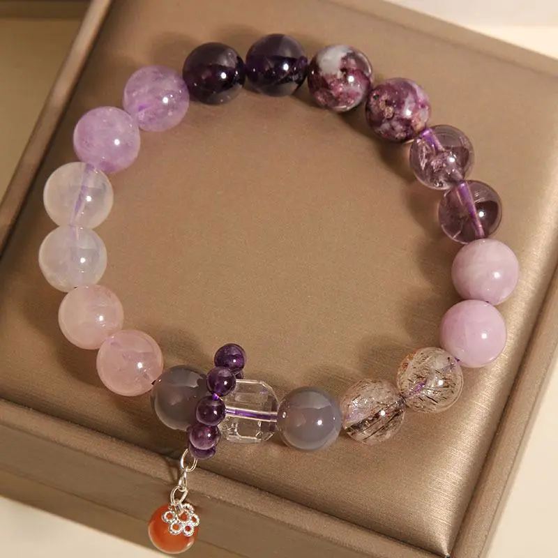 Natural Elegant Purple Ghost Bracelet For Women Light Luxury Minority