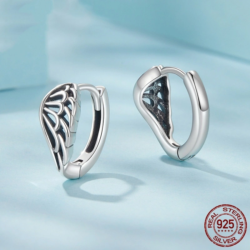 Vintage S925 Sterling Silver Wings Ear Clip Earrings