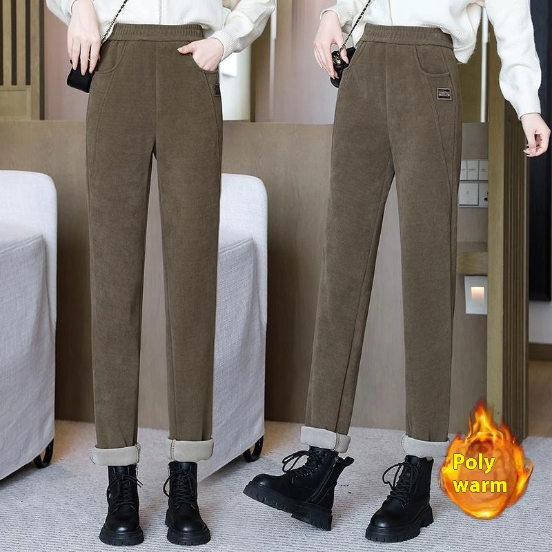 Velvet Padded Casual Pants Slimming And Fashionable High Waist Warm Trousers