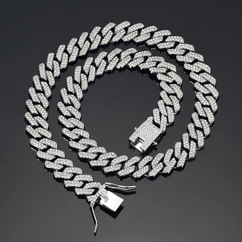 Diamond-shaped Cuban Zinc Alloy Hip Hop Necklace
