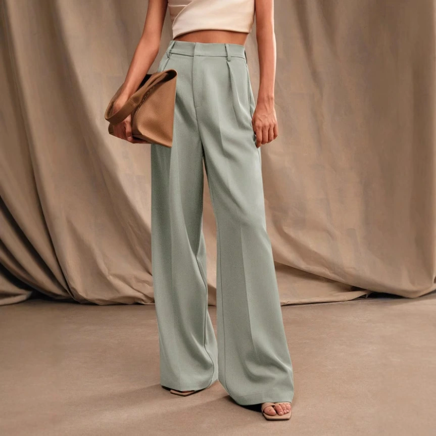 Women's Slimming Casual Draping Suit Pants Loose High Waist Wide Leg Trousers