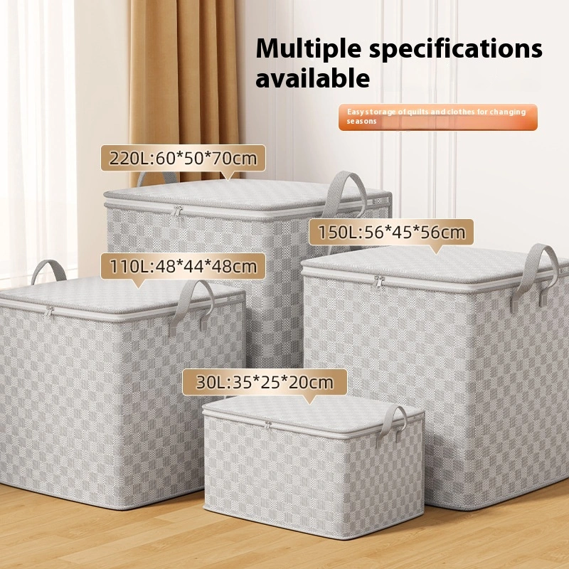 Chessboard Grid Moving Finishing Large Capacity Clothing Storage Bag