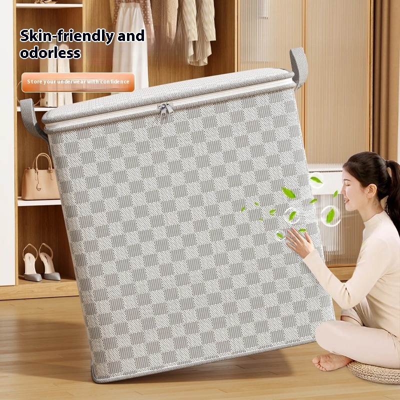 Chessboard Grid Moving Finishing Large Capacity Clothing Storage Bag