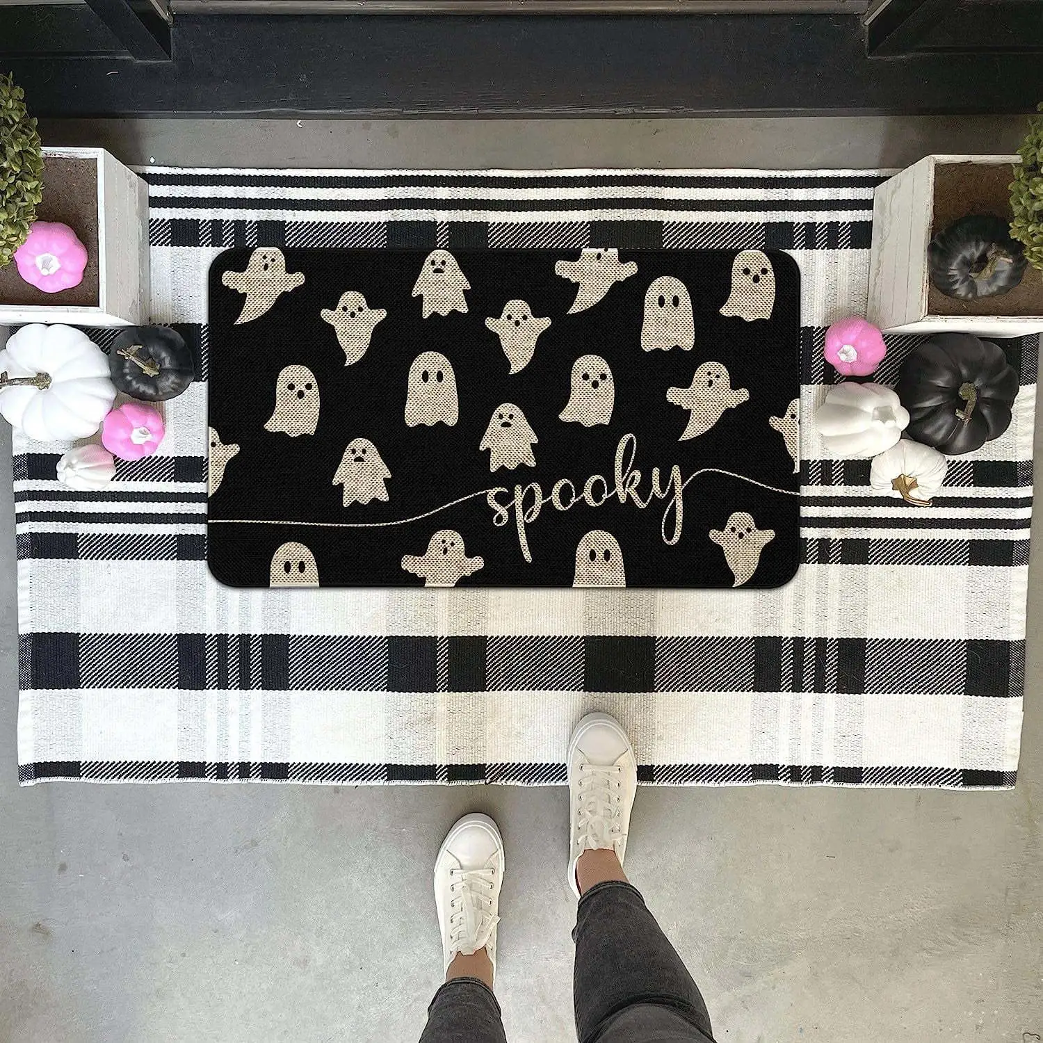 Halloween Skull Floor Mat Absorbent Floor Mat Bathroom Mats Entrance Door Door Mat Holiday Decorative Floor Mat