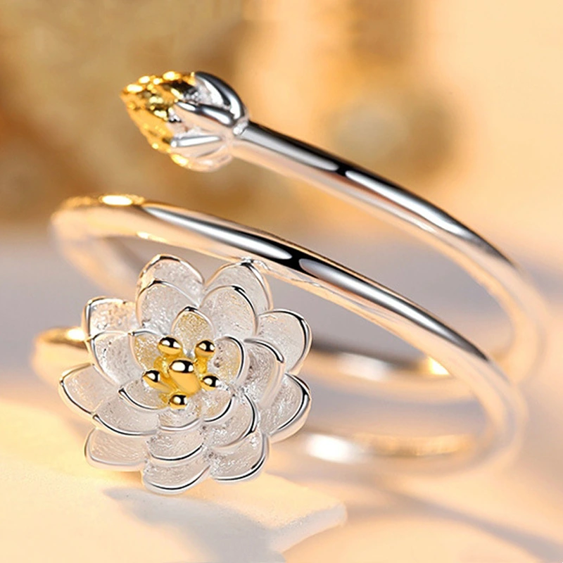 Fashion Personality Lotus Female Silver Ring