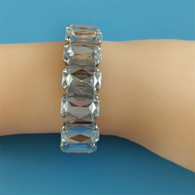 Punk Style Full Diamond Bracelet Elastic Bracelet Telescopic