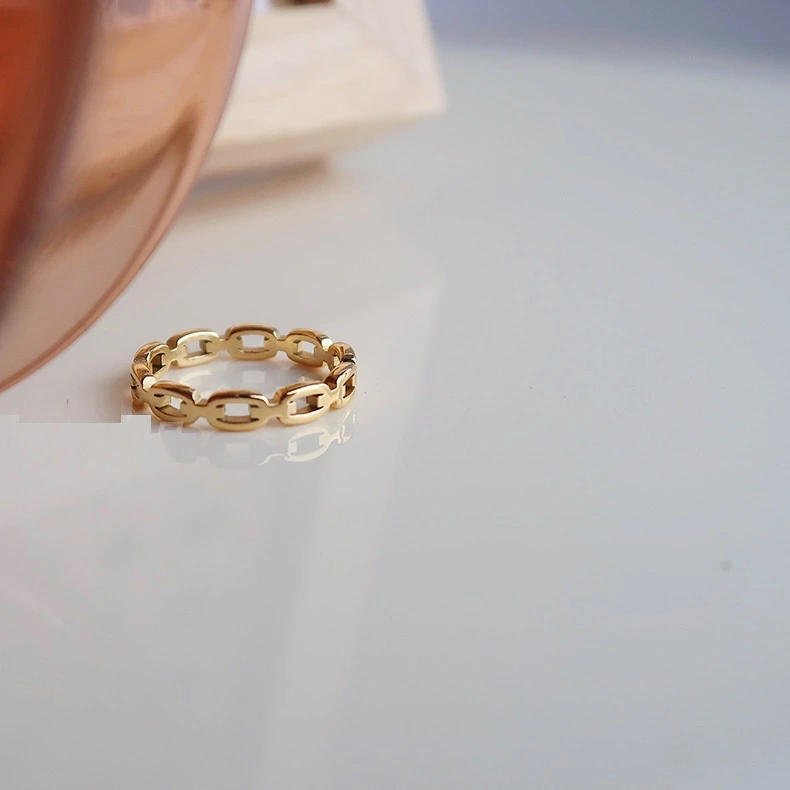 Women's Simple Elegant Titanium Steel Gold-plated Fashion All-match Twin Ring
