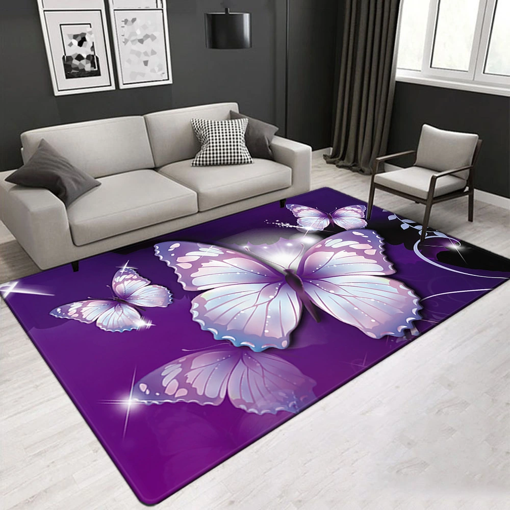 3D Flower-bird Print Living Room Carpet Floor Mat