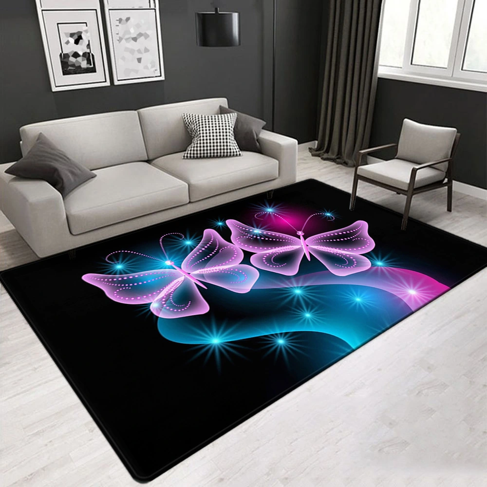 3D Flower-bird Print Living Room Carpet Floor Mat