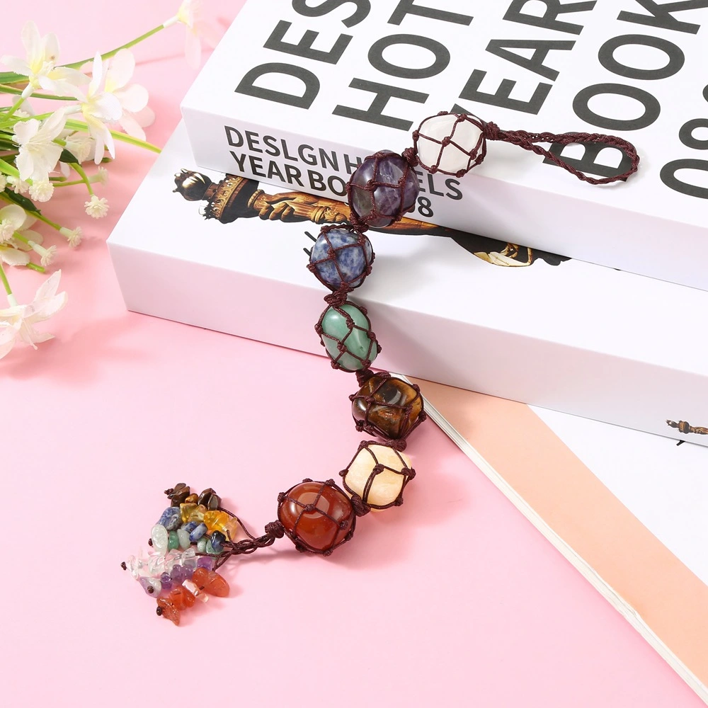 7 Colored Stone Seven Colors Crystal Stone Hand-woven Pendant