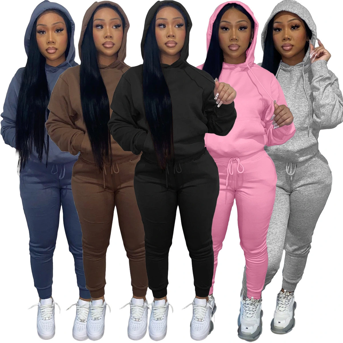 Brushed Hoody Women's Two-piece Hoodie Suit Casual Sports Suit
