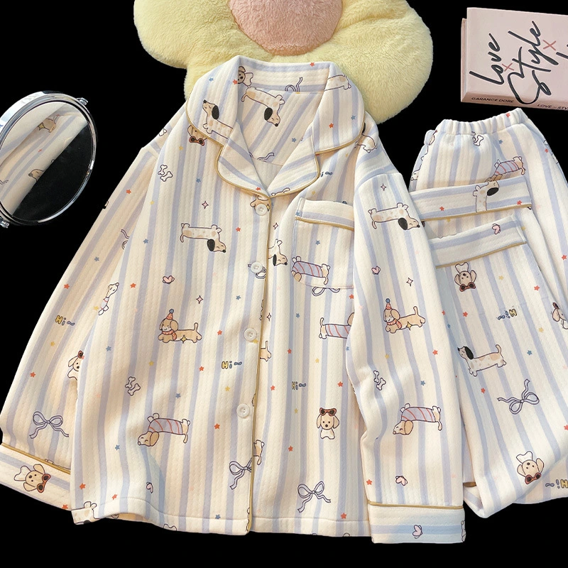 Cartoon Sausage Dog Striped Home Wear