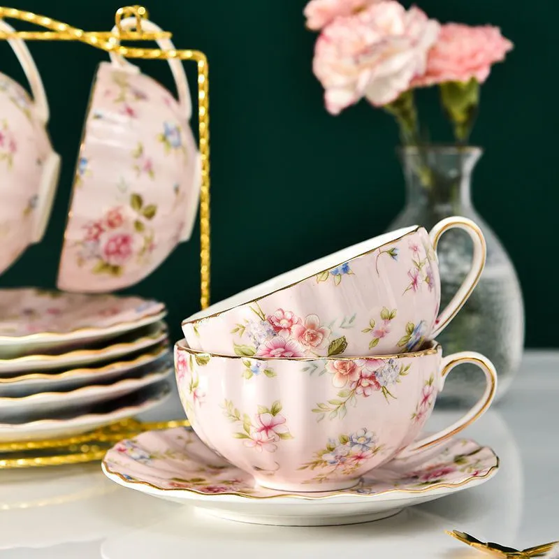 Ceramic Flower Tea Cup Coffee Suit Household Watchband Spoon