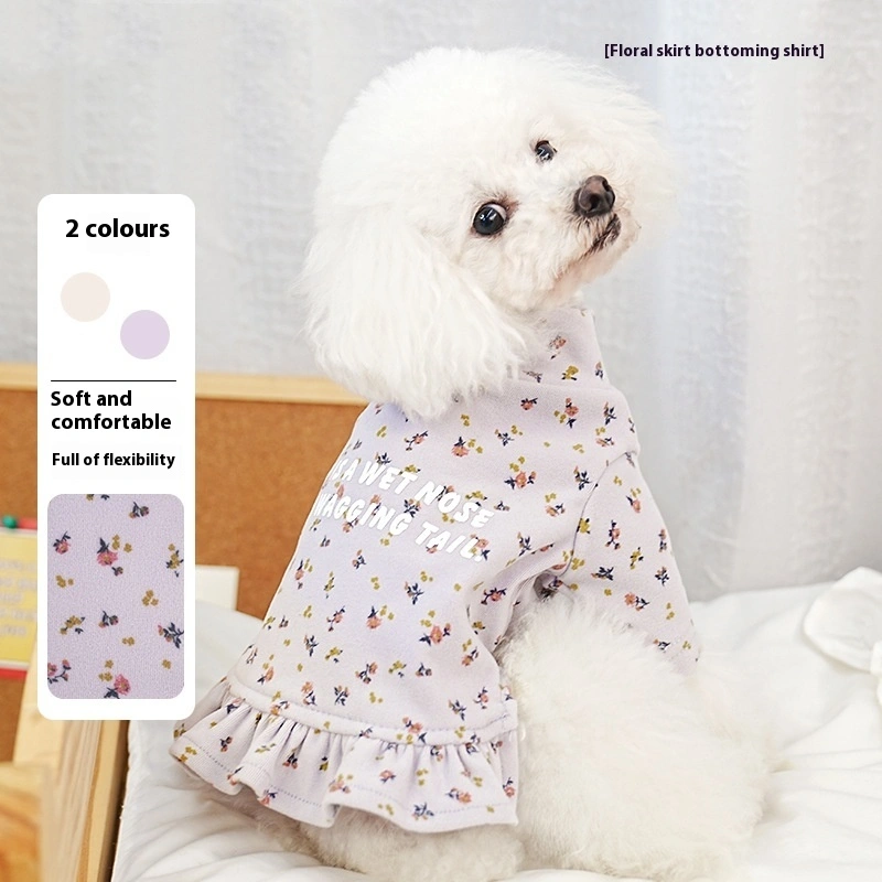Pet Undershirt Teddy Bichon Thick Small Dog Outer Wear Floral Inner Wear Skirt