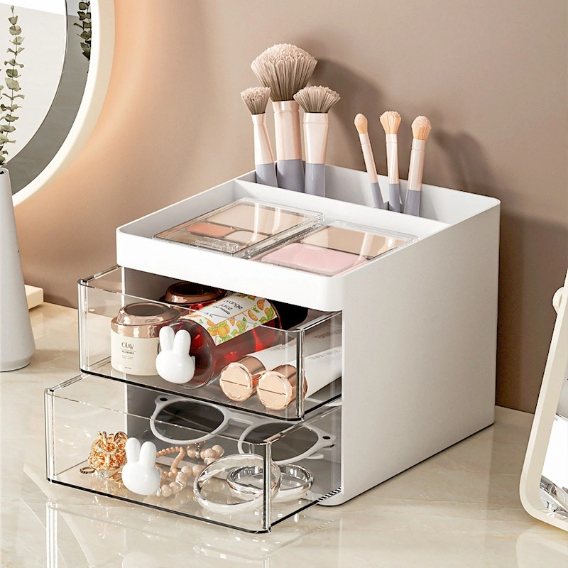 Transparent Drawer Style Partitioned Desktop Storage Box
