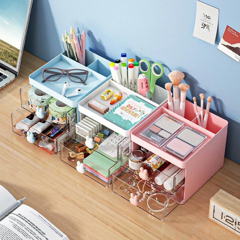 Transparent Drawer Style Partitioned Desktop Storage Box